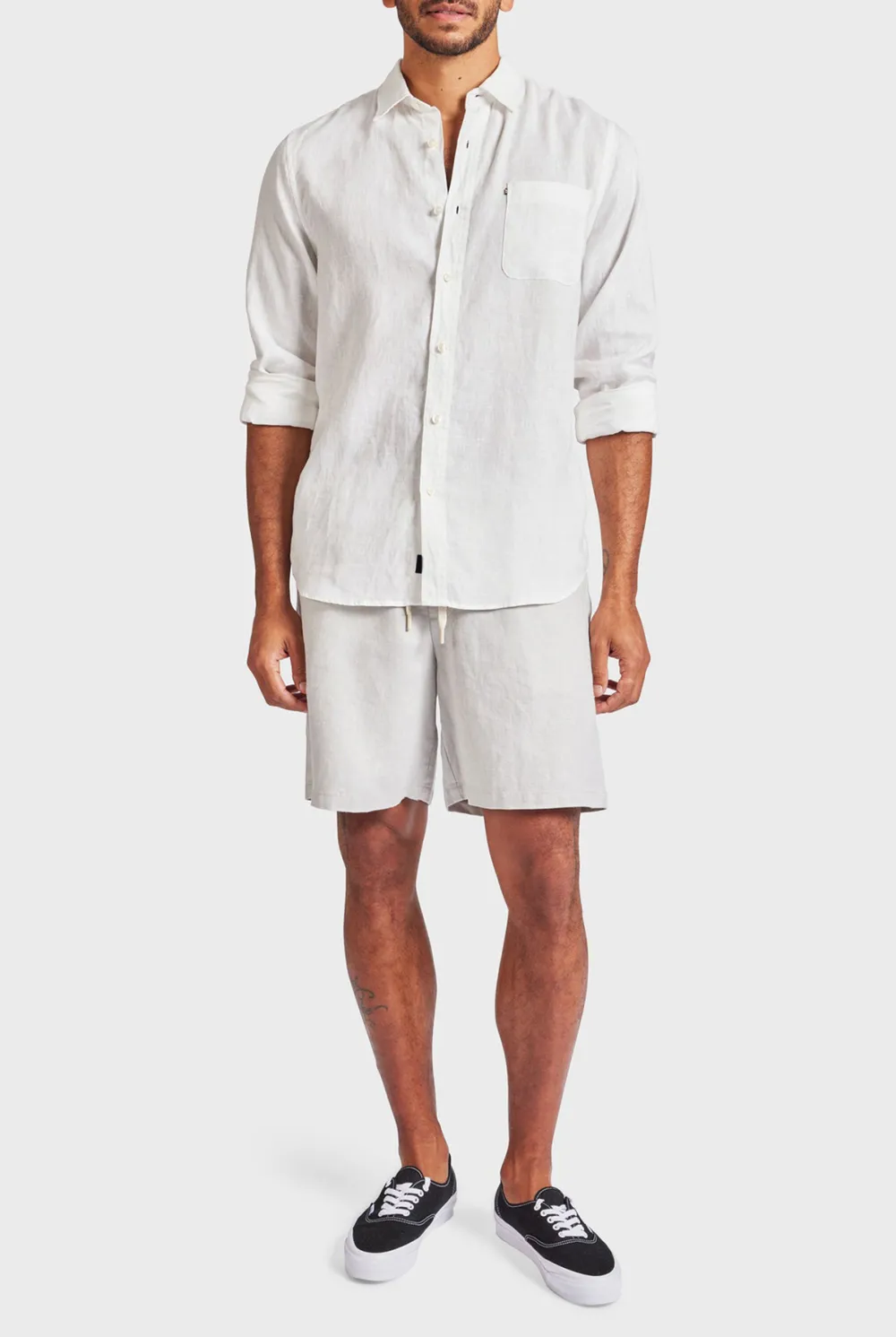 Ice Gray Linen Loose Fit Short