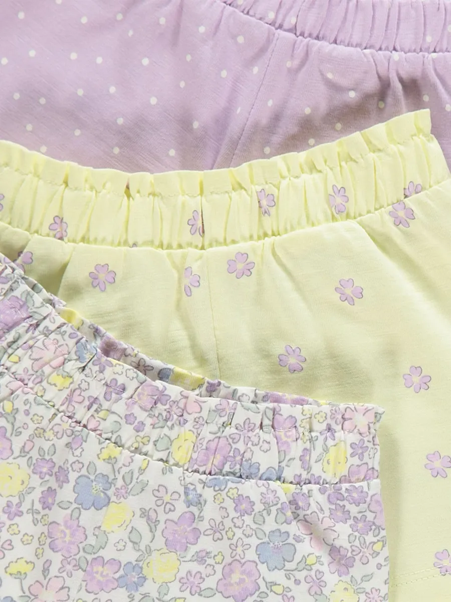 Lilac Floral Shorts 3 Pack