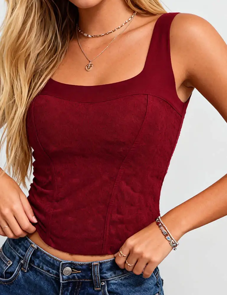 Chic Square Neck Shoulder Strap Padded Tank Top