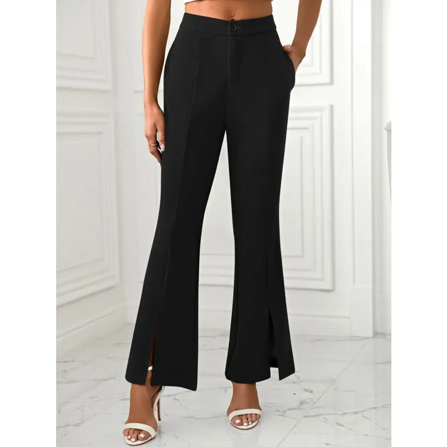 Slit Flare Pants with Pockets