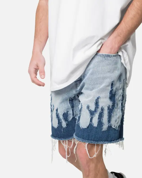 Modern Relaxed Script Denim Shorts