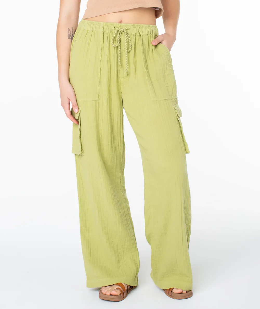 Stretch Waistband Drawstring Wide Pants