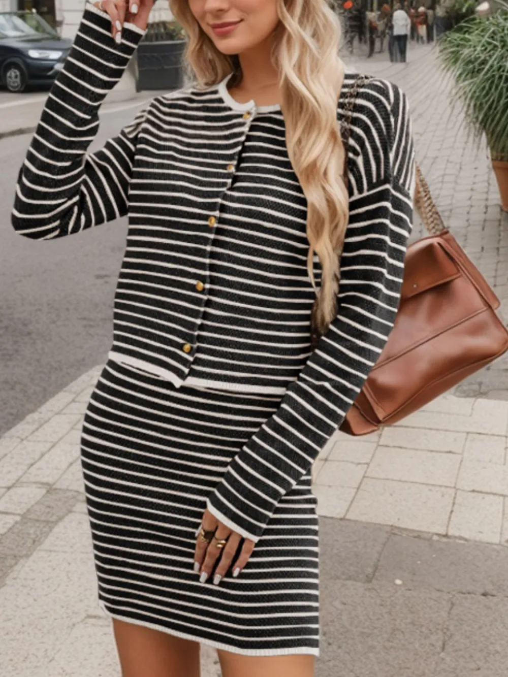 Gentle Button Front Long Sleeve Coordinated Set