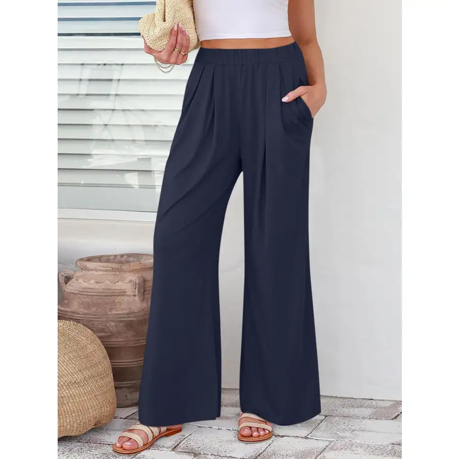 Weekend Elastic Waist Wide Leg Pants