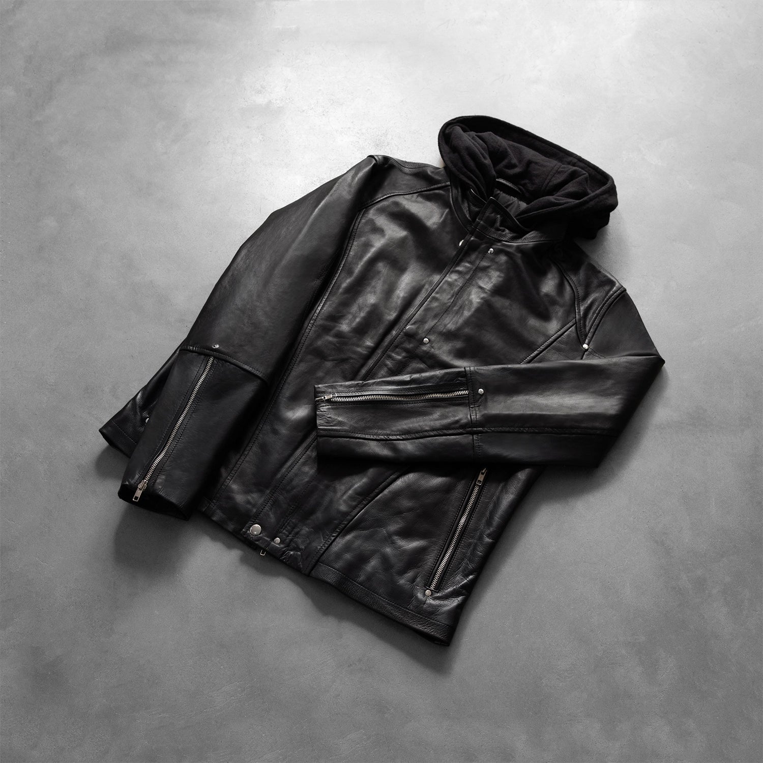 Men's Hooded Leather Jacket
