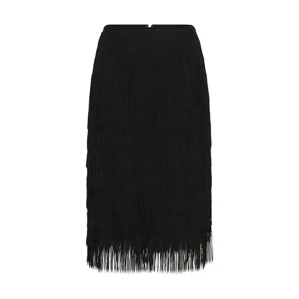 Layered Fringe Midi Skirt