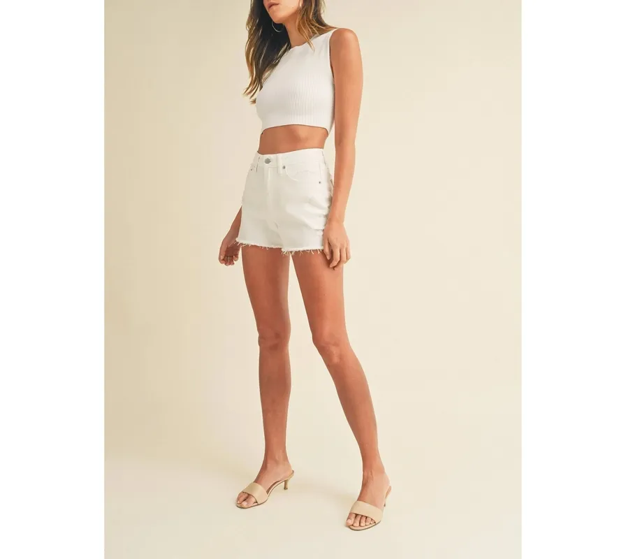 High-Rise A-Line Denim Shorts