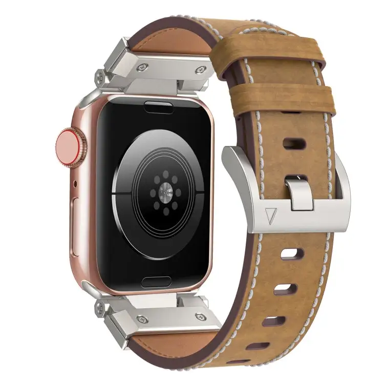 Mecha Style Leather Watch Band for Watch Series 2 42 mm - Light Brown