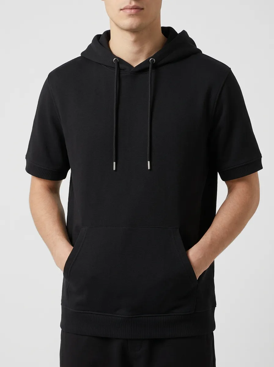 Casual Short Sleeve Minimalist Solid Daily Wear Men's Hoodie