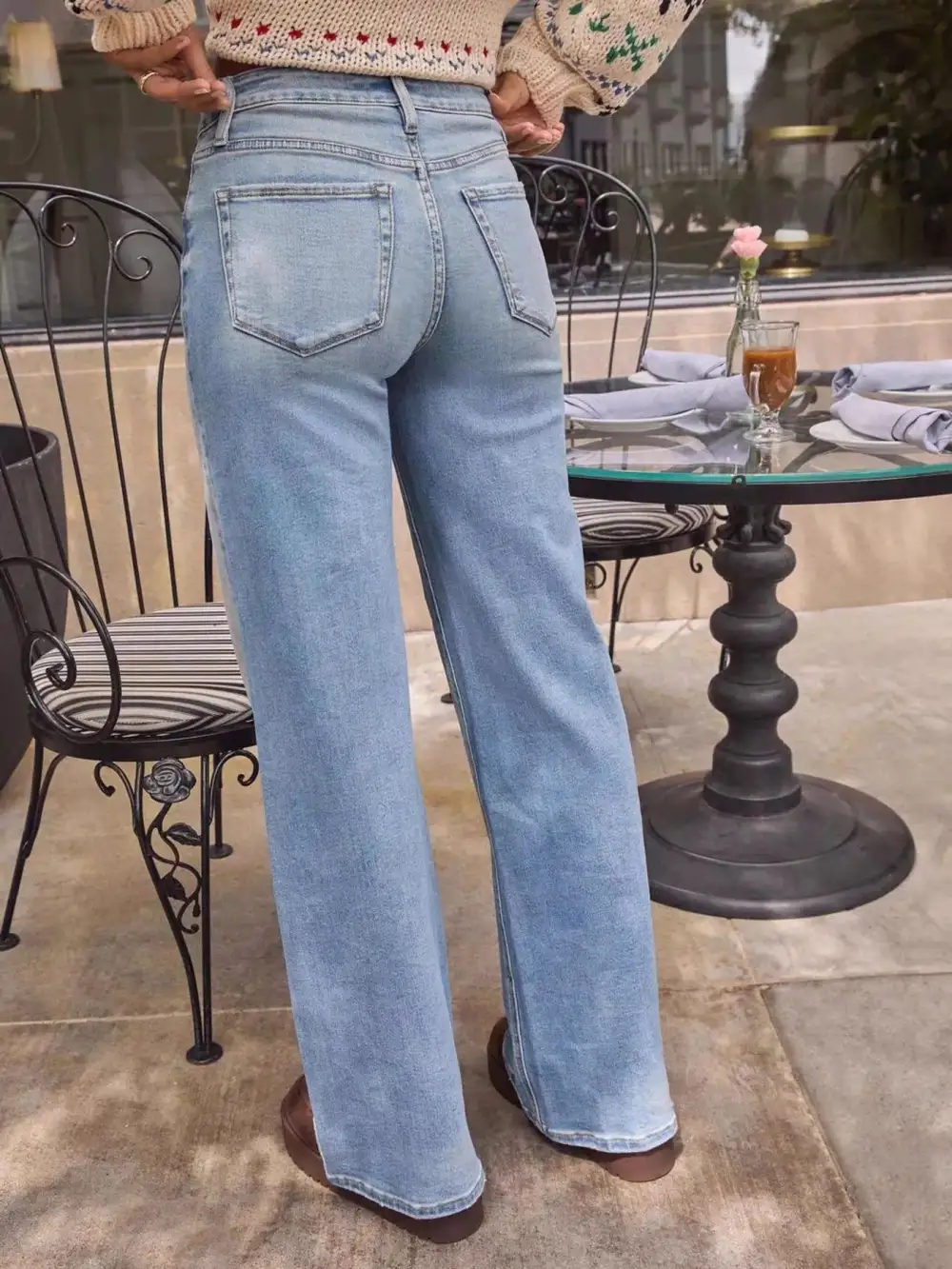 Washed Wide Leg Jeans Denim Pants For Women