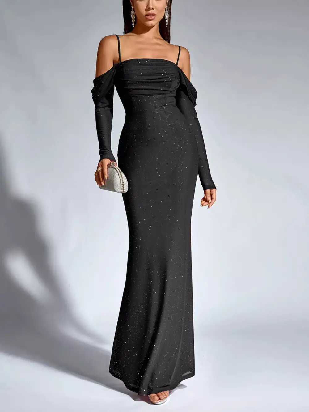 Smooth Finish Ruched Long Sleeve Maxi Dress