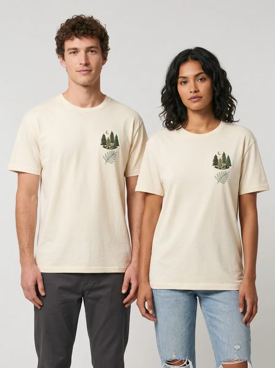 Unisex Nature Pine Forest Moon Fern T-Shirt