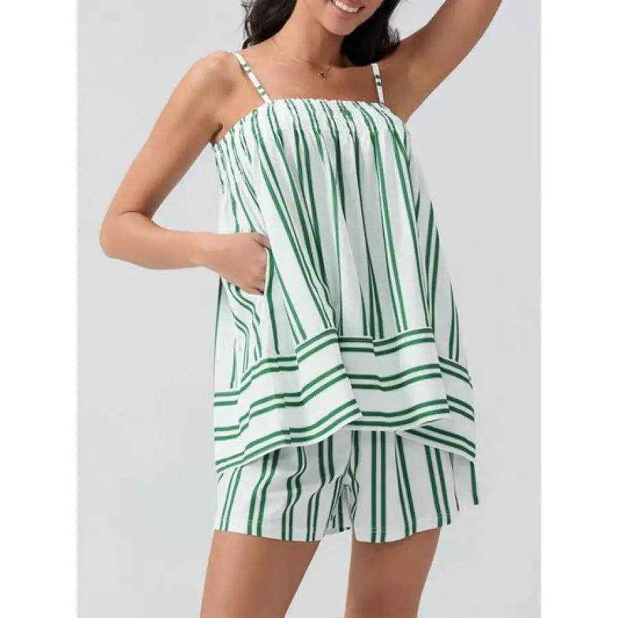 Relaxed Smocked Square Neck Cami and Shorts Set