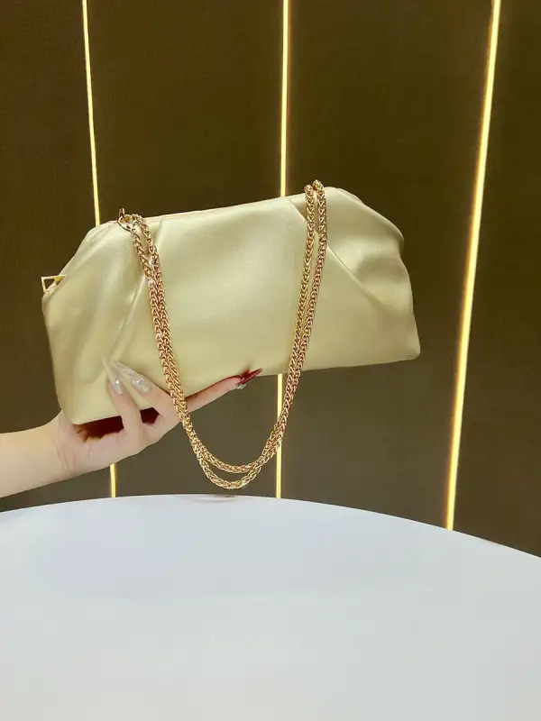 Pleated Chain Evening Clutch