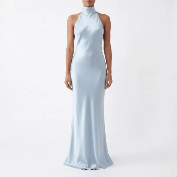 Satin Draped Maxi Dress