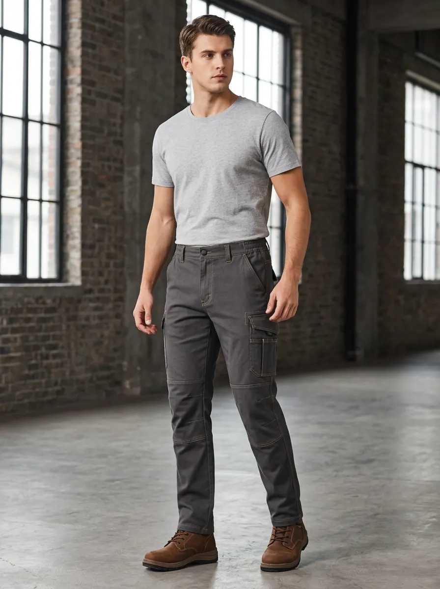 Men's Relaxed Charcoal Grey Utility Cargo Pants