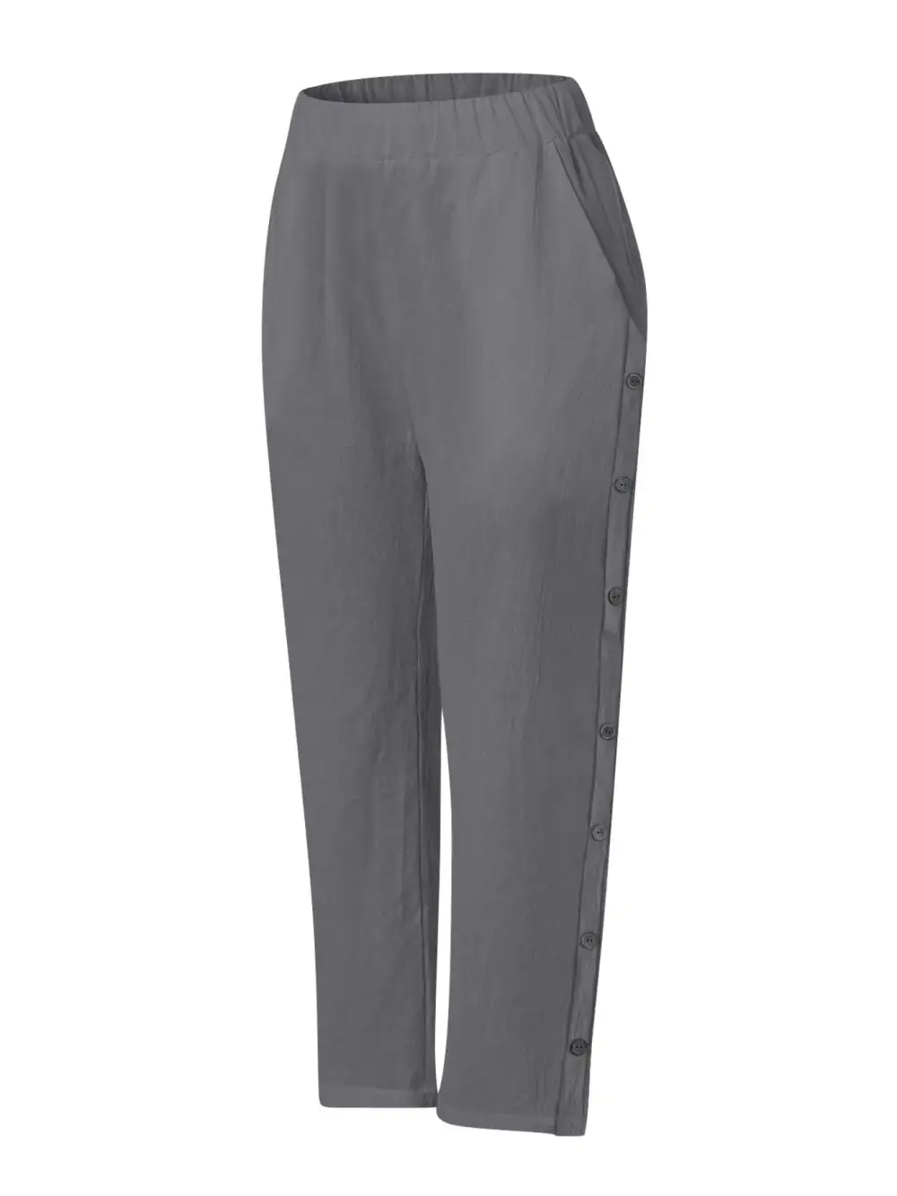 Full Size Side Decor Button Wide Leg Pants Plus Size