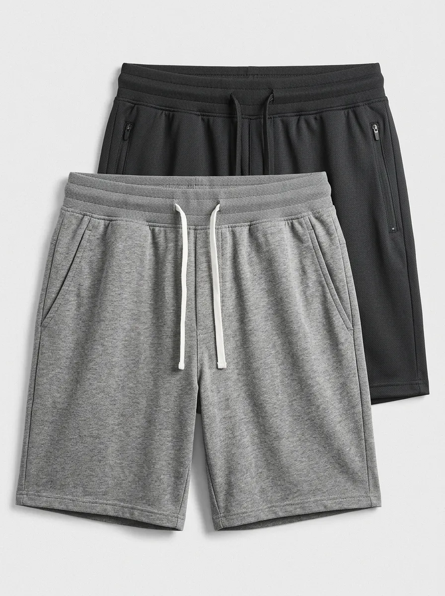 Casual Drawstring Two-Pack Athletic Shorts