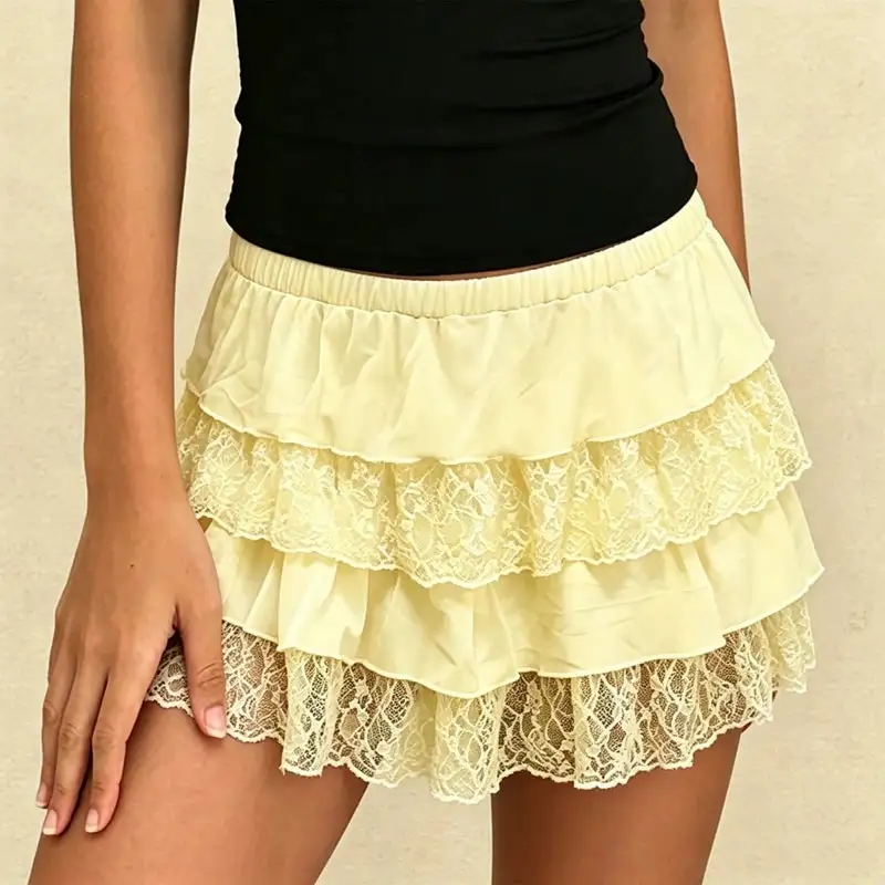 Mini Lace Tiered A-Line Skirt