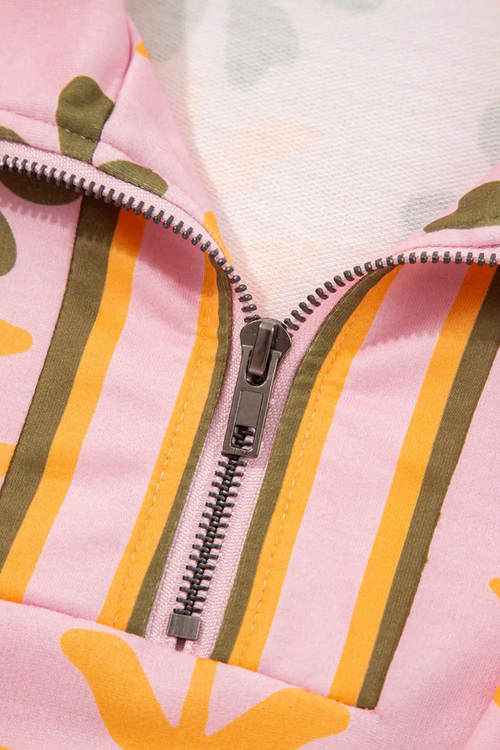 Floral Striped Zip Front Dress Casual