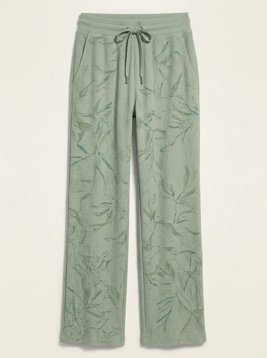 Women's Botanical Print Tropical Leaf Print Waffle Lounge Pants