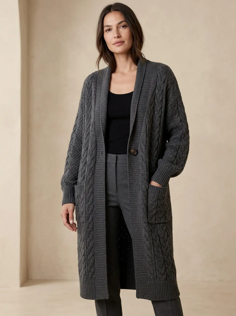 Women's Cable Knit Knit Cardigan