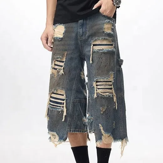 Raw Hem Ripped Washed Distressed Shorts