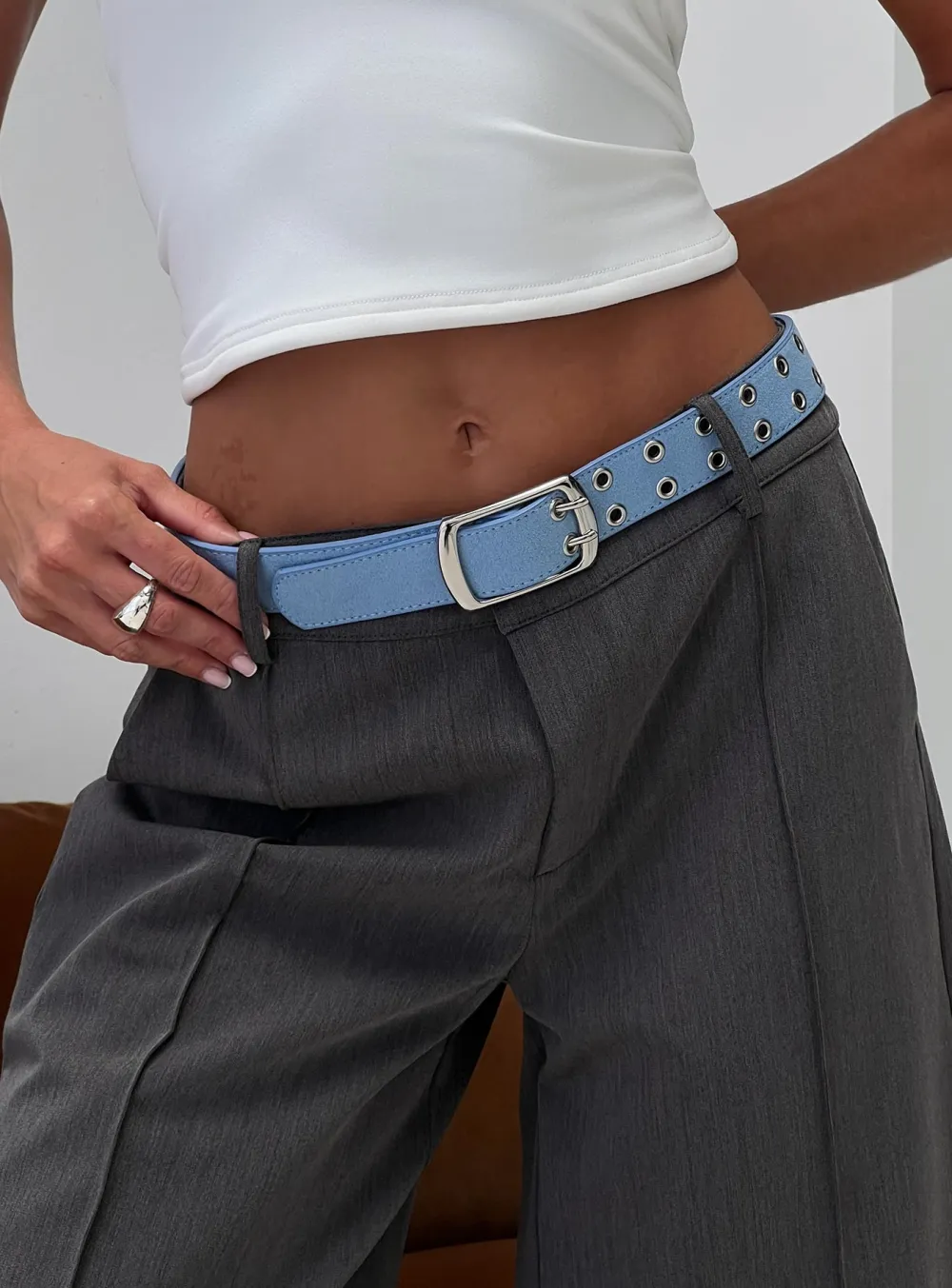 Suede Silver Buckle Belt
