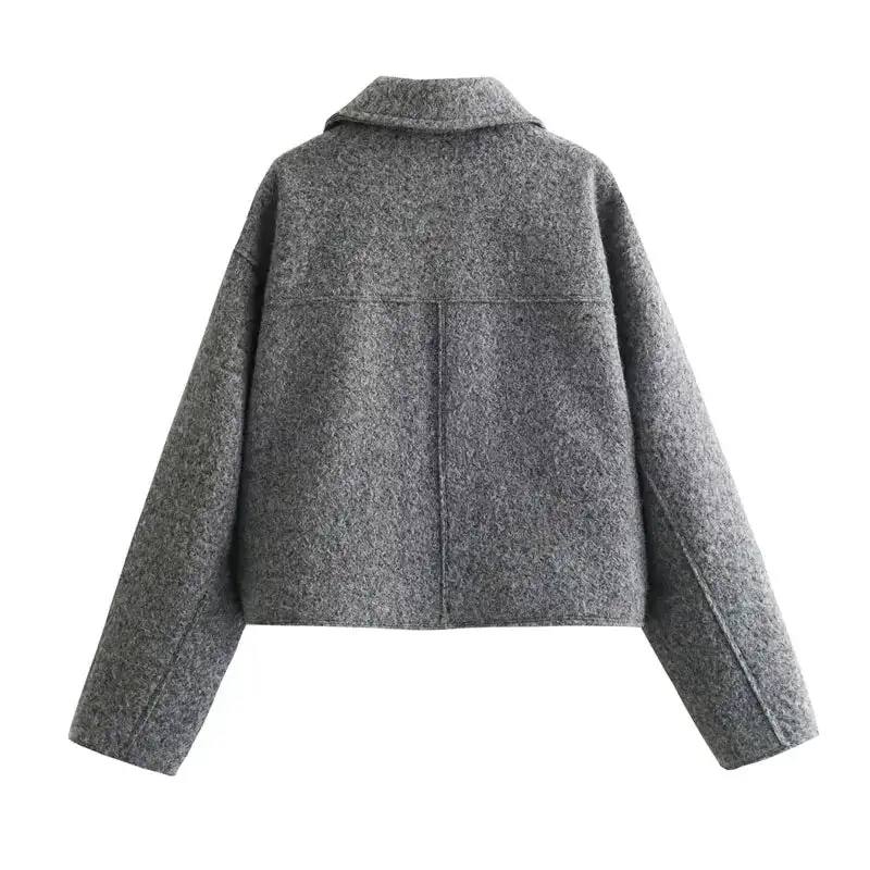 Cropped Button Front Jacket Soft Drape