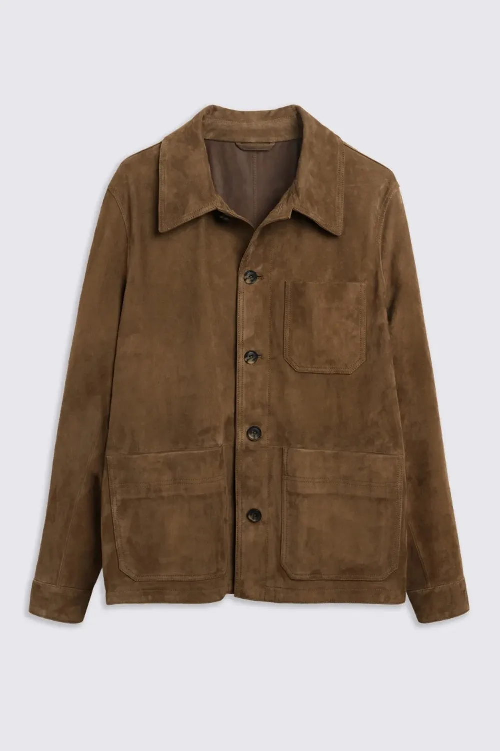 Versatile Trench-Style Suede Jacket In Taupe