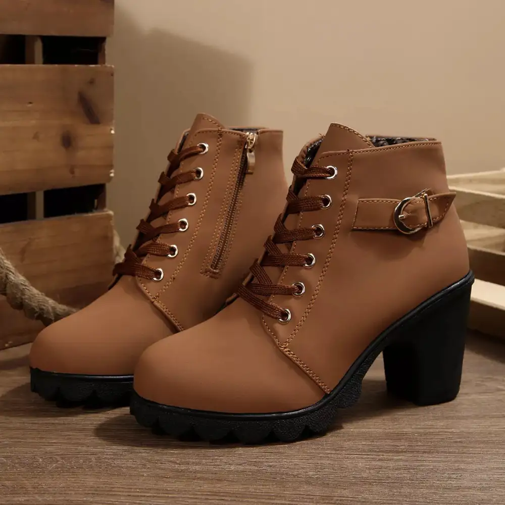 Essential Lace-Up Block Heel Boots