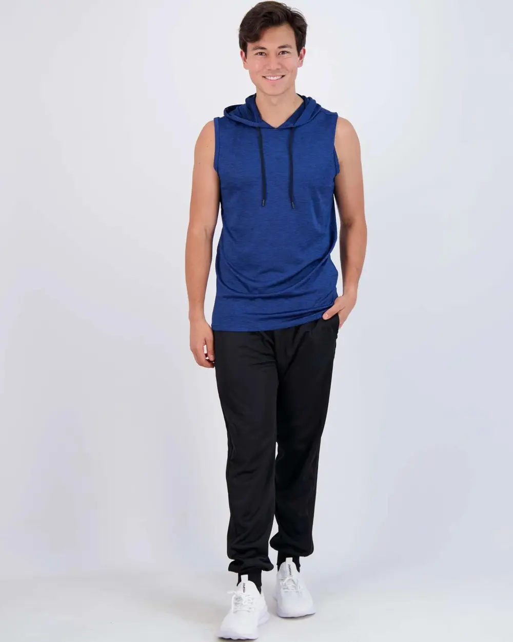 Men's Dry-Fit Active Hooded Tank Top Workout Drawstring Top (Available in Big & Tall)
