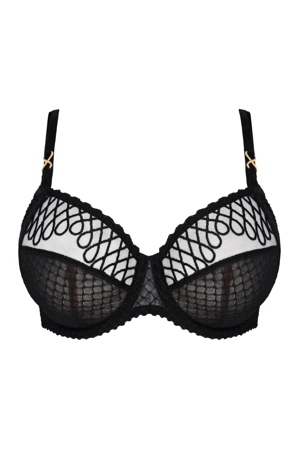 Women's Full Coverage Underwire Unpadded Three-Part Cup Leotard Back Embroidery Sheer Detail Rounded Shape Bra