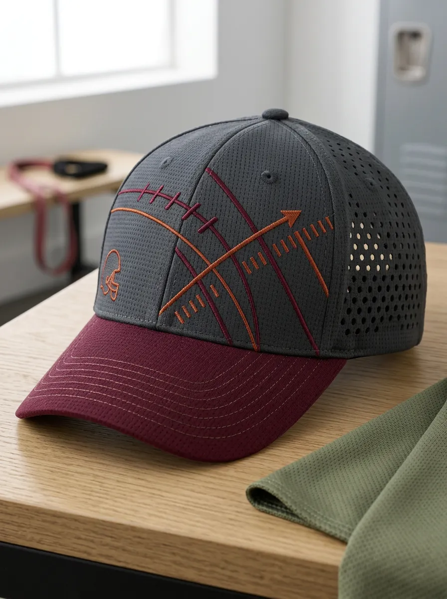 Men's Gridiron Football Fan Playbook Diagram Embroidered Cap