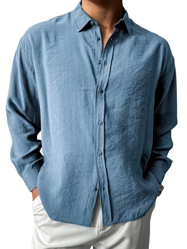 Easy Fit Long Sleeve Button Front Shirt