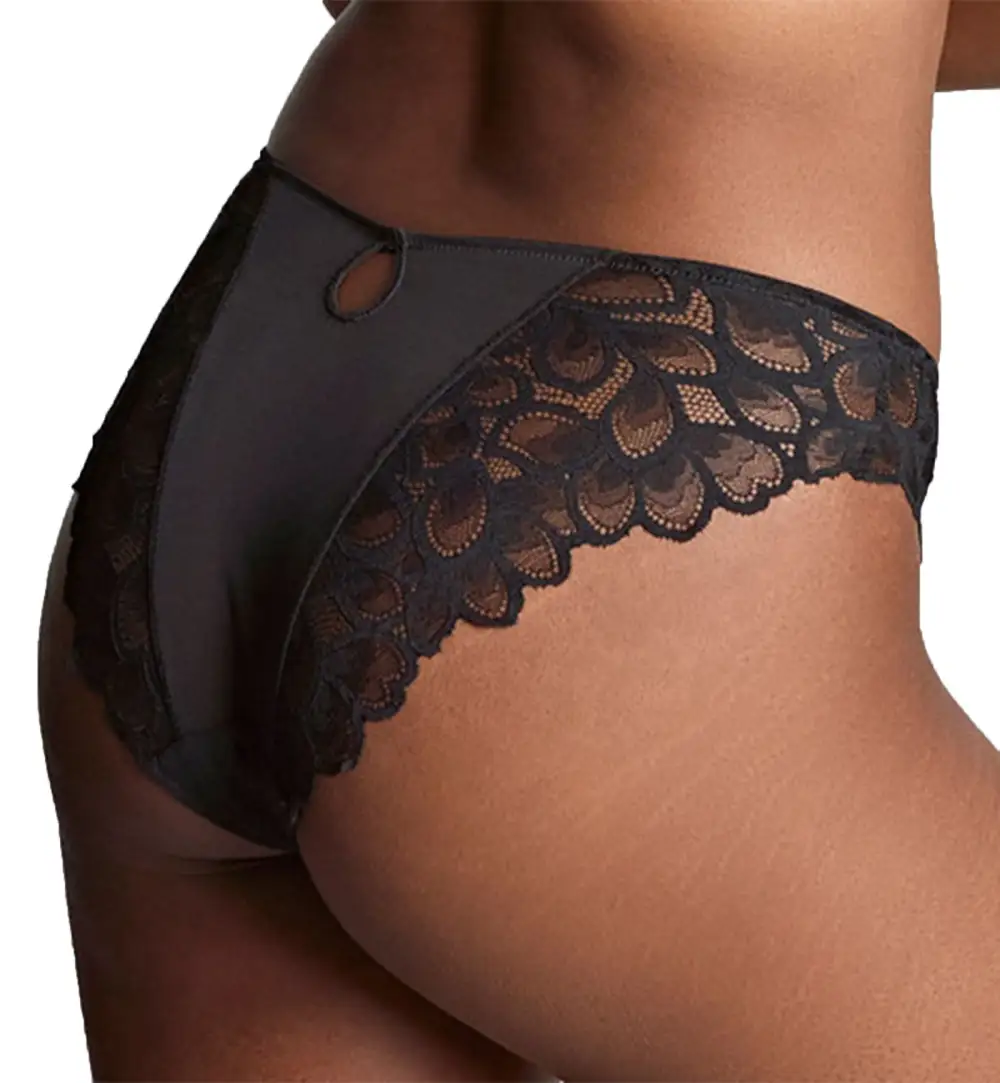 Mid-Rise Stretch-Lace Floral Brazilian Brief Panty