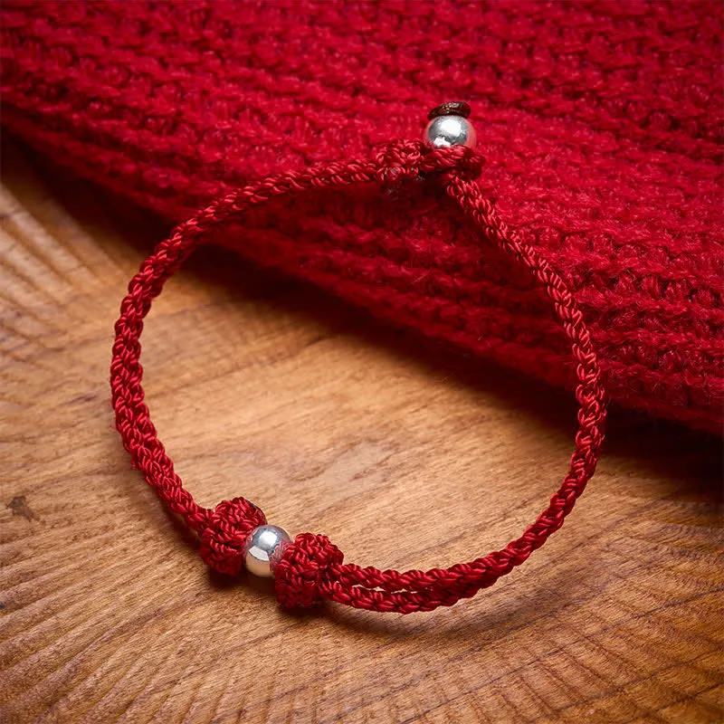 Sterling Silver Bead String Braided Bracelet