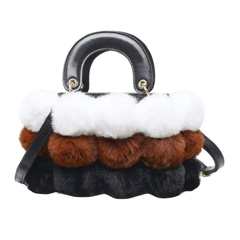 Korean-Style Plush Shoulder Bag Medium Messenger Winter