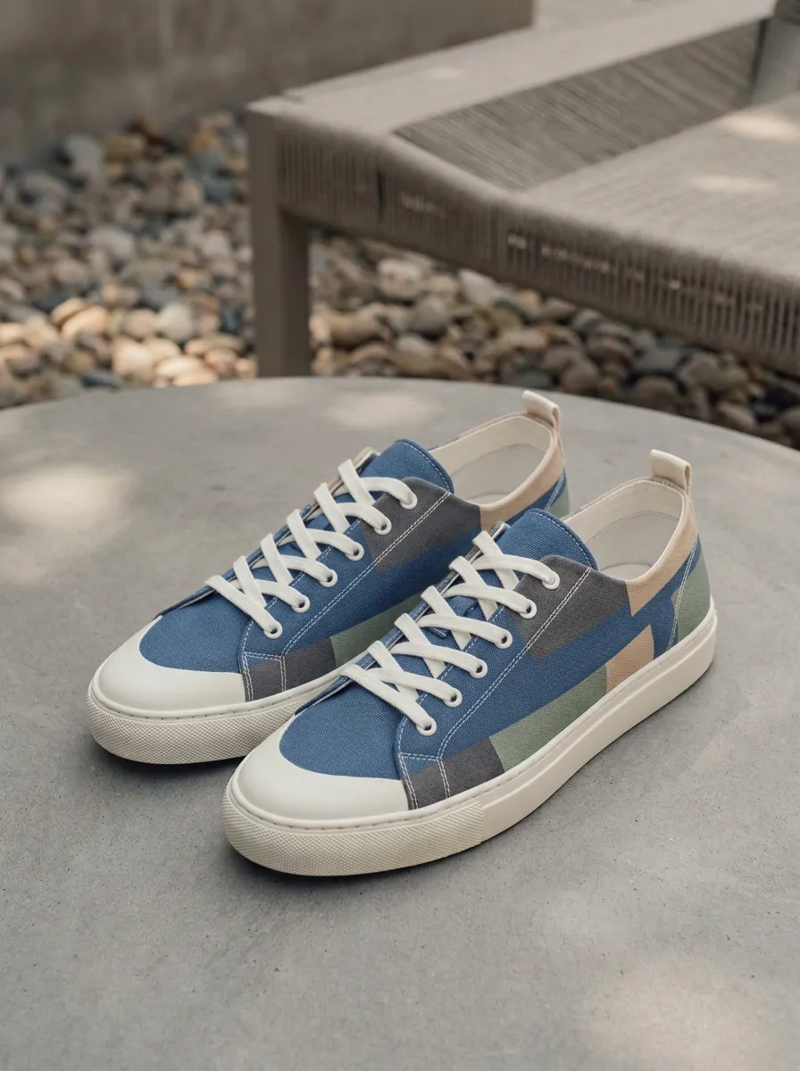 Toe Bumper Geometric Colorblock Canvas Sneakers