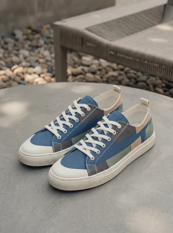 Toe Bumper Geometric Colorblock Canvas Sneakers