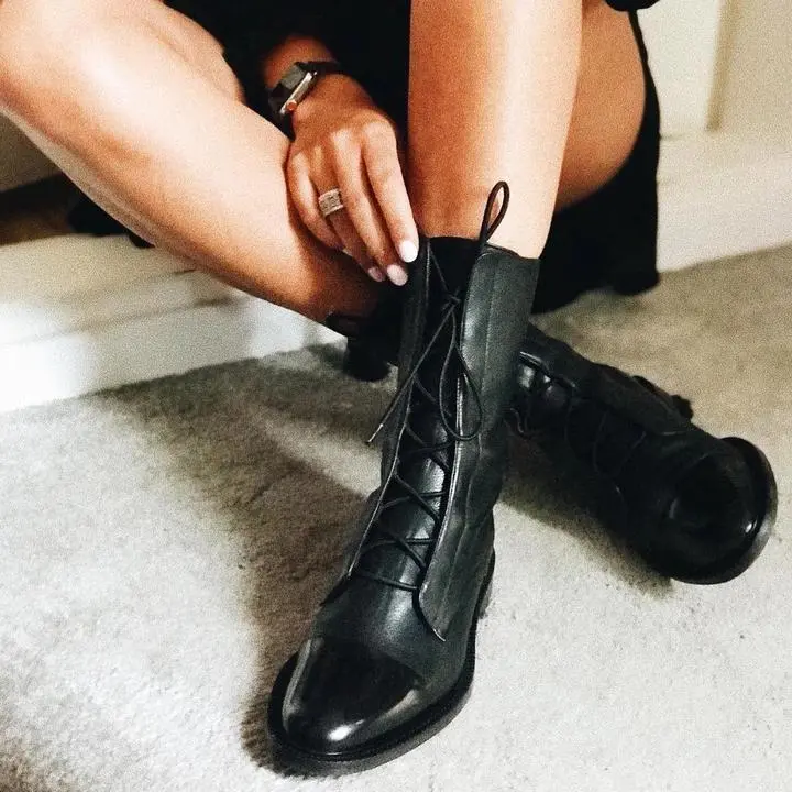 Leather Lace Up Ankle Everyday Boots