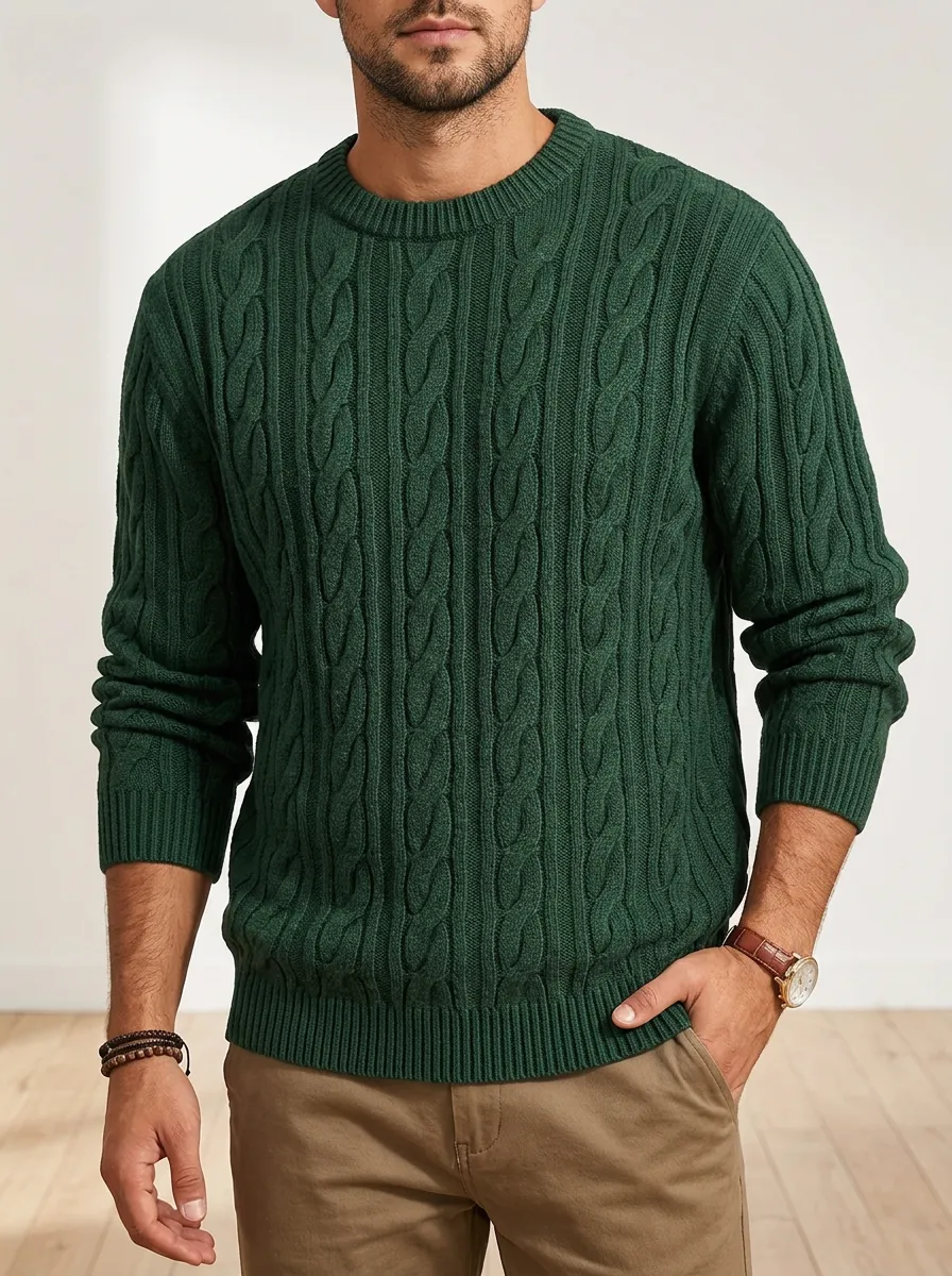 Men’s Ribbed Cable-Knit Layering Sweater