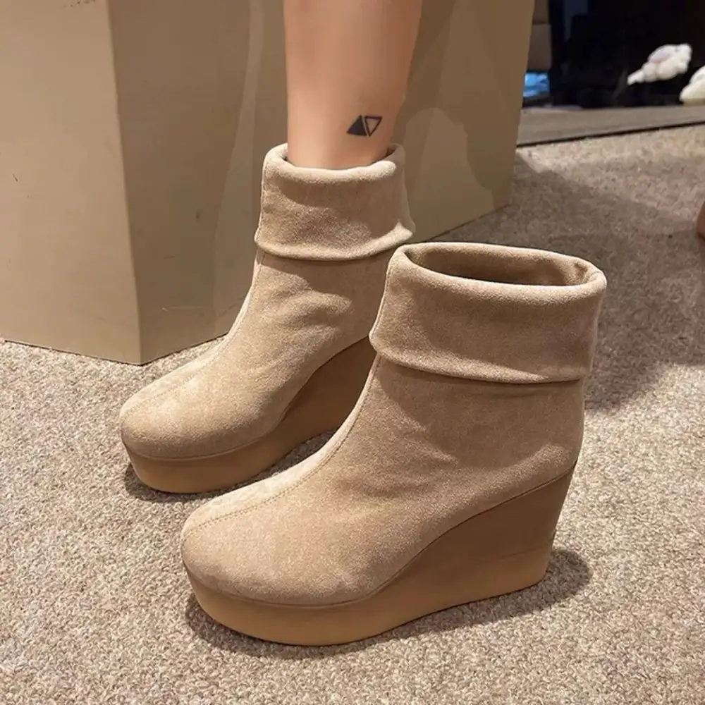 Round Toe Wedge Boots