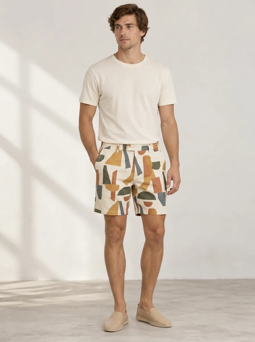 Men's Statement Printed Geometric Abstract Shorts