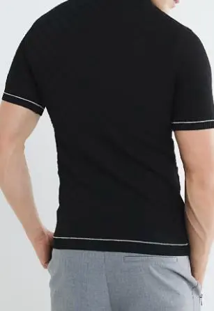 Men's Black Slim Fit Checkerboard T-Shirt