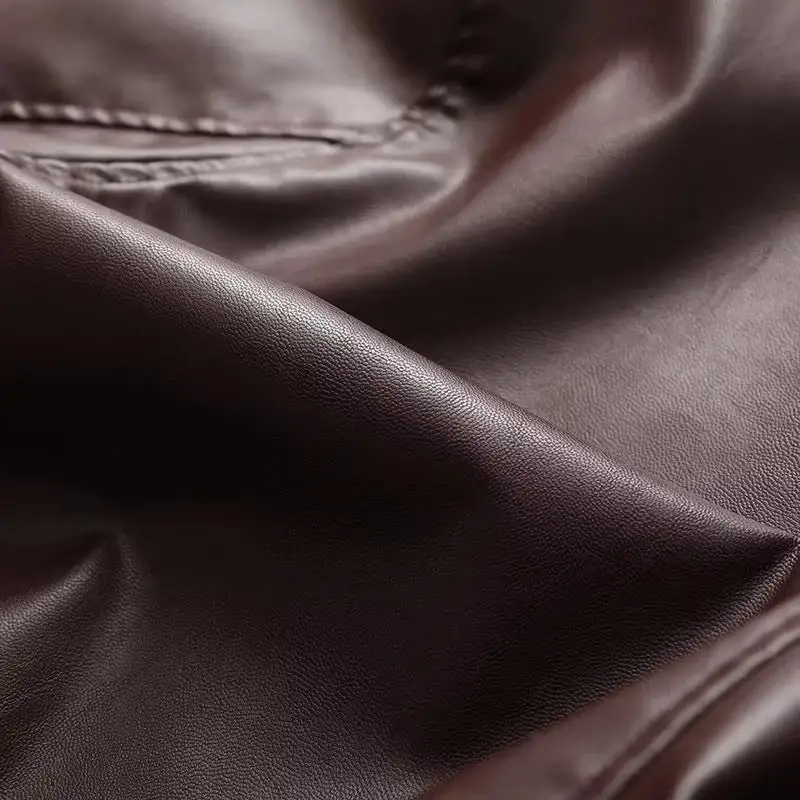 Tailored Faux Leather Lapel Collar Zip Front Bomber Jacket