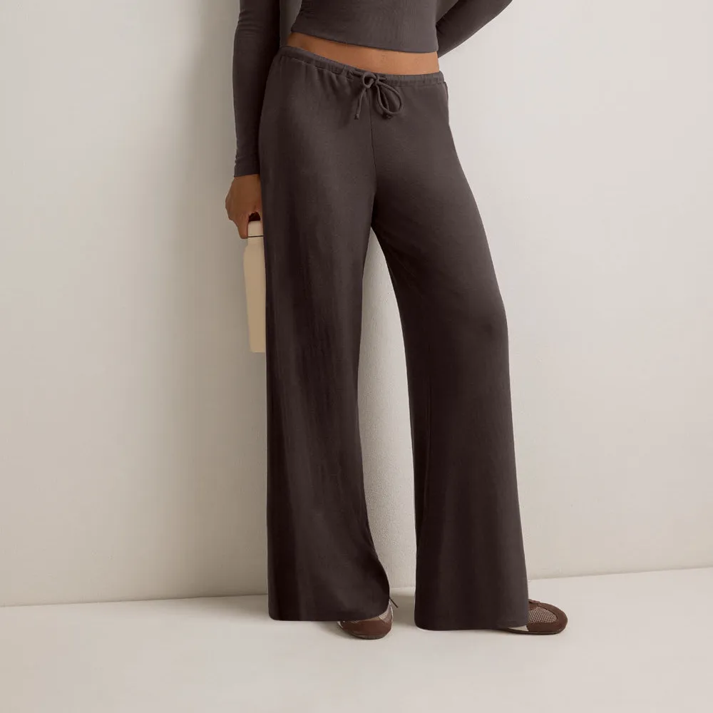 Relaxed Rib Drawstring Trousers