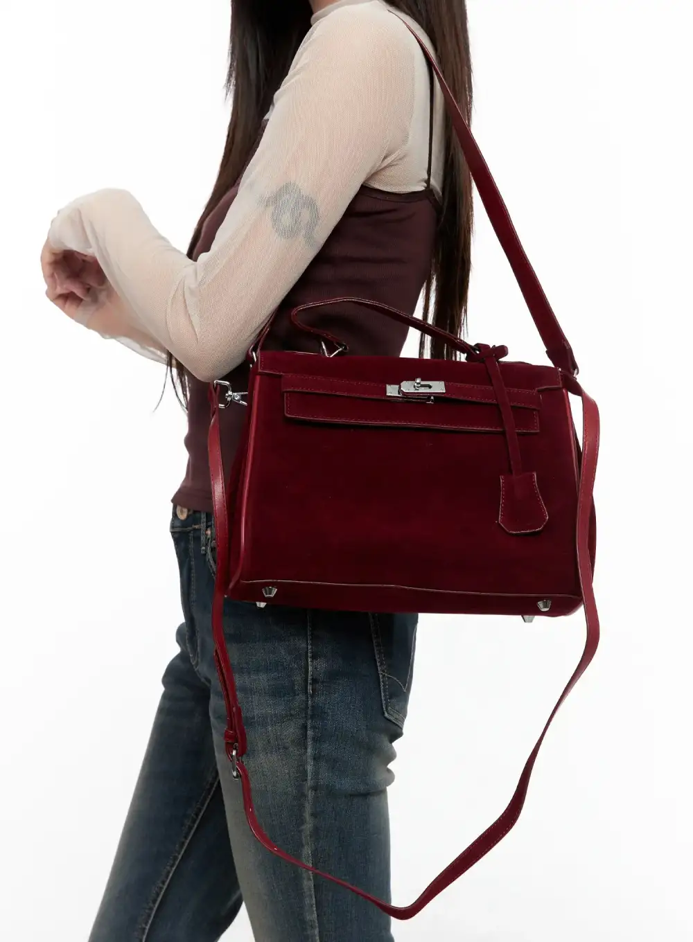 Convertible Suede Crossbody Bag