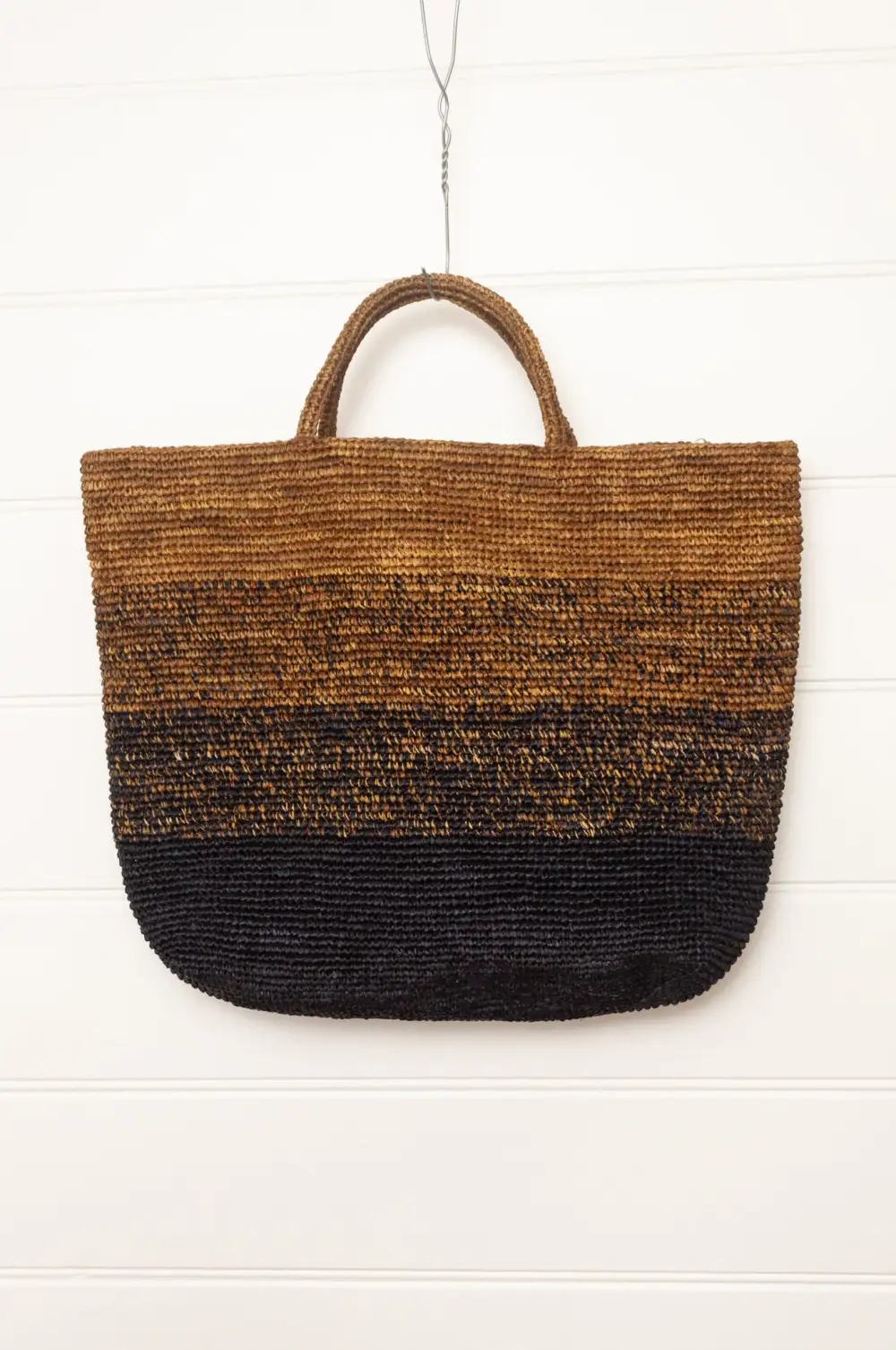 Striped Raffia Tote Bag