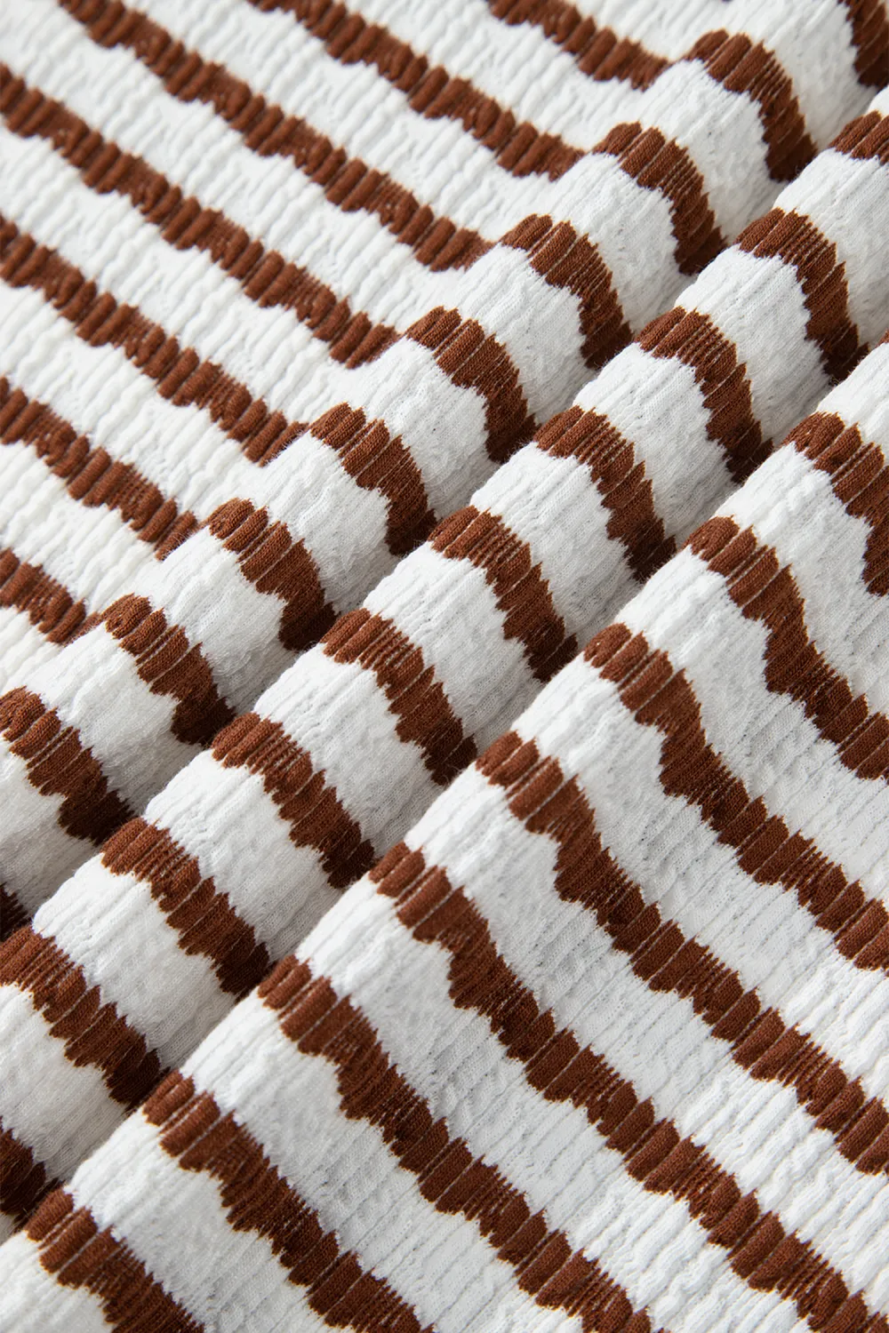 Brown Stripe Textured Knit Split Top